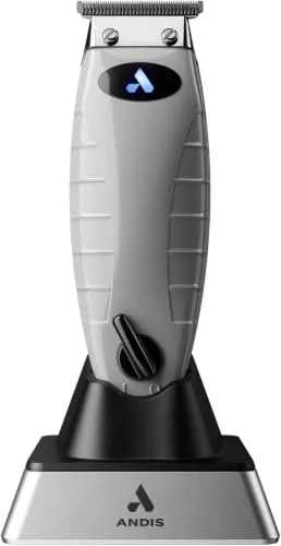 Recortadora Profesional Andis ORL Con/Sin Cable | Cuchilla T-Outliner de Acero al Carbono Zero Gap | 7.200 SPM | 100 min Autonomía | 4 Peines | Base de Carga Premium | Cabello y Barba | Gris
