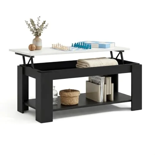 duehome Mesa de Centro Elevable LYA, Doble Altura, con Almacenaje
