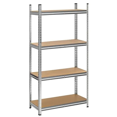 T-LoVendo - Estantería Metálica Almacenaje de Acero Galvanizado + 4 Baldas MDF, 140x70x30 cm, Modular, Baldas Ajustables, trastero, Garaje