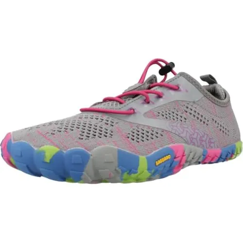 SAGUARO Mujer Barefoot Zapatillas Minimalistas Calzado Barefoot para Wide Tox Box, Smart II - Zapatos Barefoot Rosa Gris,Gr.40