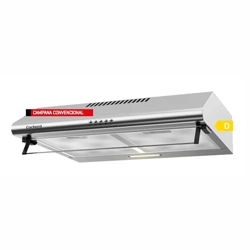 Corbero - Campana Convencional 60 cm | SELATI640X | 400 m3/h | 65db| 191,5 W | Control con pulsador | 3 Velocidades | 2 Filtros de Aluminio + Filtro de Carbono | Inox
