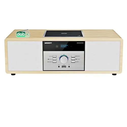 Microcadena con CD y Radio Dab+ | Equipo de Música Vintage de Madera | Bluetooth, USB, Entrada AUX | Sonido 30W y Control Remoto