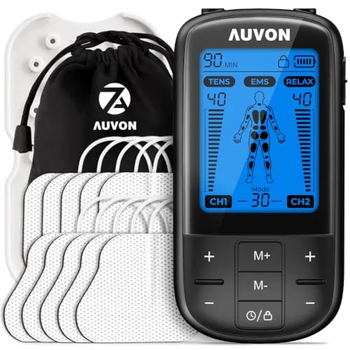 AUVON TENS/EMS/Relajación Electroestimulador muscular para aliviar el dolor