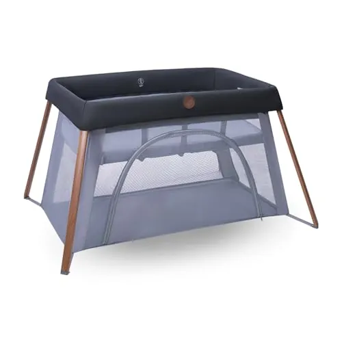 Maxi-Cosi Iris2, 2 en 1 Cuna de Viaje Bebé, de 0 a 3 Años, 0-15 kg, Cuna Bebé, 2 Niveles para Dormir, Ventana Lateral de Entrada, Ligera y Plegable, Colchón Extensible, Eco Care, Essential Graphite