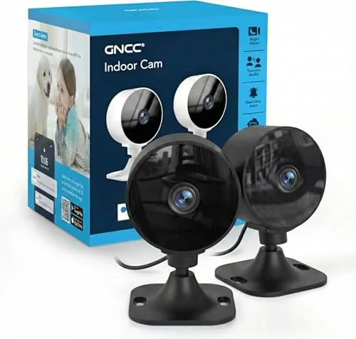 GNCC GC3 Pack 2 Camaras Vigilancia WiFi Interior Fijas 1080P,Negro,2.4GWiFi