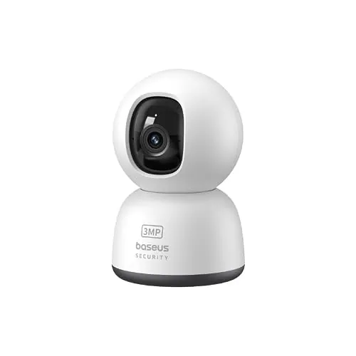 Baseus Security P1 Lite Pan-Tilt - Cámara de vigilancia para Interiores, 2 K HD, Audio bidireccional, visión Nocturna, Memoria de hasta 256 GB, cámara de vigilancia para bebé/Mascota, Compatible con