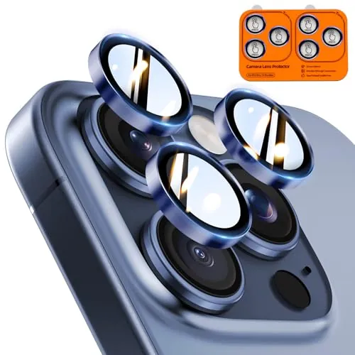 TOCOL Protector Lente Cámara para iPhone 15 Pro Max/15 Pro, Azul Marino