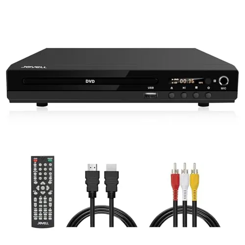 Reproductor de DVD para TV con Euroconector, JOVELL Reproductores de DVD Multiregión con Entrada USB, Salida HDMI AV, PAL NTSC Integrado, Reproduce Varios Formatos (No BLU-Ray, Modelo-170)