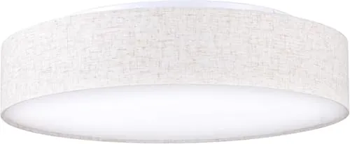 Madera Nieve Plafón de Techo Redondo de Tela 50 cm, Pantalla Textil con 3 Casquillo E27 (40W máx.) Lámpara de Techo para Salón, Dormitorio, Pasillo o Habitación Infantil,Sin bombilla (Lino-beige, 50)