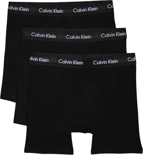 Calvin Klein Pack de 3 Calzoncillos Bóxer para Hombre Tejido Elástico, Negro (Black W Black WB), L