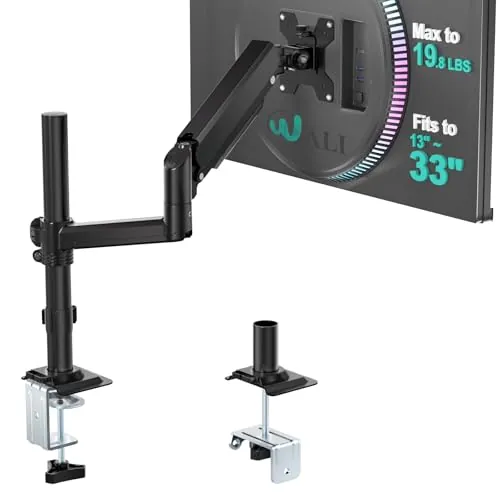 WALI Soporte de Monitor Escritorio para Pantalla 13-32 Pulgadas, Soporte de Monitor, Abrazadera Escritorio Soporte, VESA 75/100 mm, hasta 8 kg (GSDM001)