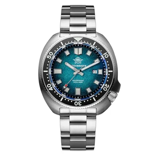 ADDIESDIVE Reloj de Buceo para Hombre 200m Resistente al Agua Movimiento de Cuarzo 2115 Cristal de Zafiro sintético Bisel Giratorio BGW9 Luminoso Calendario Acero Inoxidable Reloj analógico AD2511