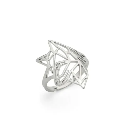 VASSAGO Anillos apilables ajustables de acero inoxidable con diseño de animales, lobo, perro, zorro, cabeza de rock, estilo punk gótico, anillo de motociclista para hombres y mujeres, Adjustable,