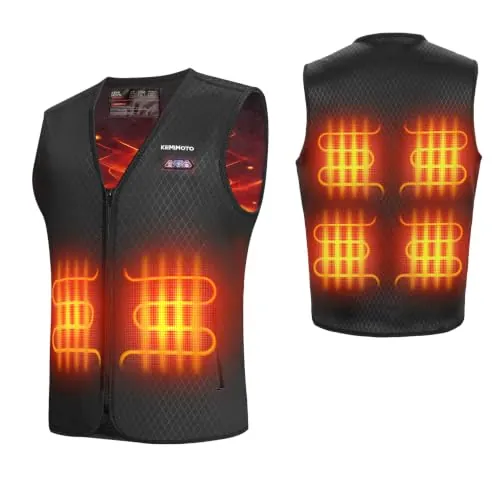 KEMIMOTO Chaleco Calefactable Hombre, Batería 10000 mAh, Control Independiente Delantero y Trasero, 6 Paneles Calefactores, Cortavientos, Invierno, Trabajo, Moto, Pesca y Aire Libre