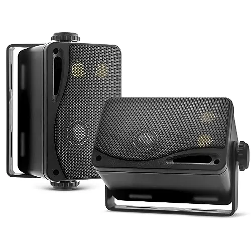 Pyle altavoces de 3 vias, 3.5”, 200W, Montaje en pared, Ideal para barcos, Piscinas, Patios, Uso en interiores y exteriores