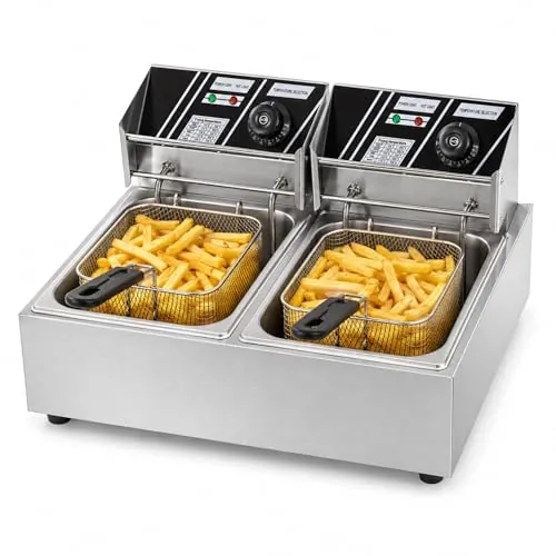 MAGIC SELECT Freidora Eléctrica Profesional 2x6L, Acero Inoxidable