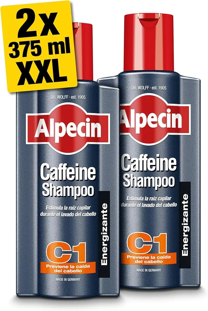 Alpecin Caffeine Shampoo C1 2x 375ml | Champu anticaida hombre y con cafeina | Tratamiento para la caida del cabello | Alpecin Shampoo Anti Hair Loss Treatment Men