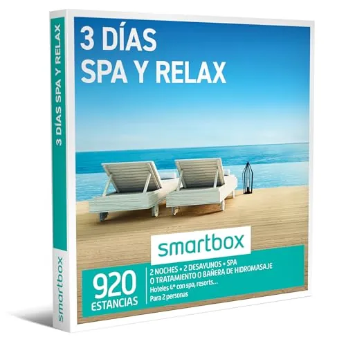 Smartbox Caja regalo 3 días spa y relax , Idea de regalo , 2 noches con spa, tratamiento o bañera de hidromasaje para 2 personas