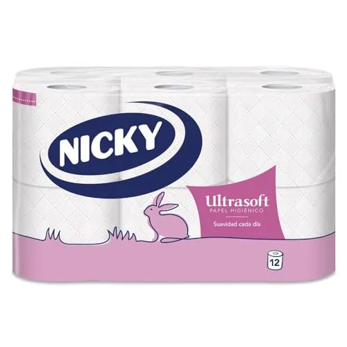 Nicky Ultrasoft, 12 Rollos de Papel Higiénico, 2 Capas