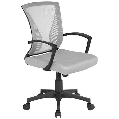 Yaheetech Silla de Oficina con Ruedas Regulable en Altura Múlti Color de Malla con Función de Mecedora Silla Escritorio para Despacho Silla de Estudio