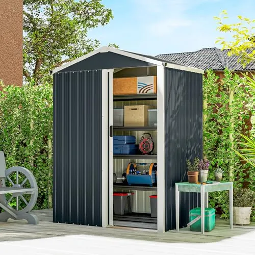 Outsunny Caseta de Jardín Exterior, 1,1 m², 136x87x179 cm, Gris Oscuro