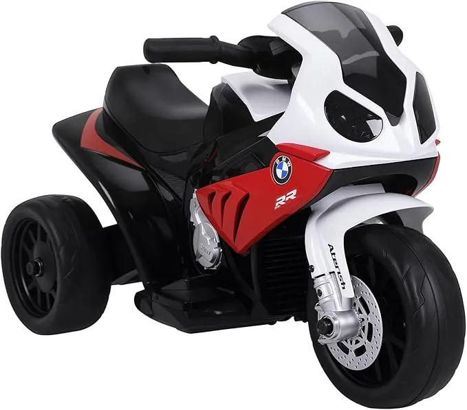 HOMCOM Moto Eléctrica para Niños de 18-36 Meses con Licencia BMW S1000RR Motocicleta de Batería 6V Moto Infantil con Música Carga 20 kg Rojo
