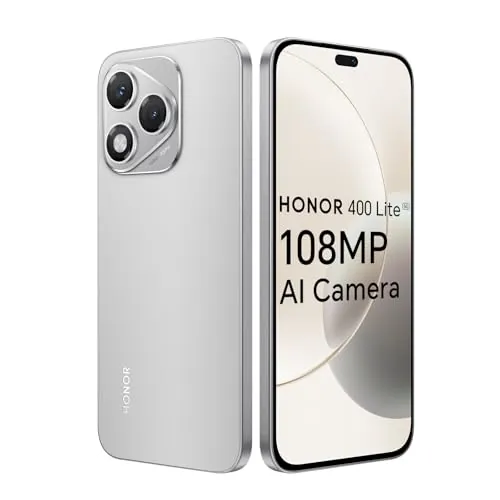 HONOR 400 Lite 5G Smartphone, 8GB 256GB, MTK 7025-Ultra, 5100mAh, Cámara AI de 108MP, 6,7" AMOLED Display 120Hz, IP64, Dual SIM, Android 15, Sin Cargador, Gris