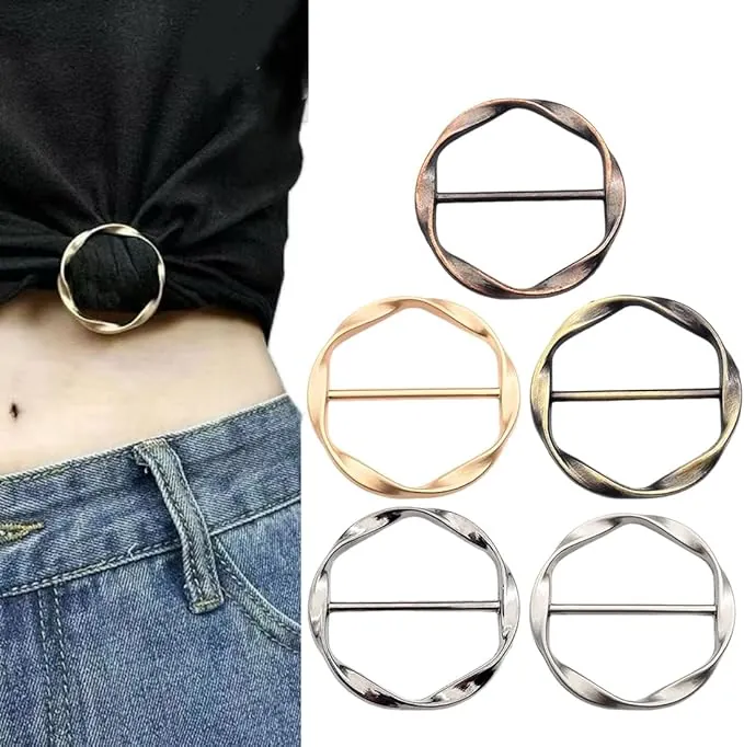 WeddHuis 5 piezas, broches para ropa mujer, anillos bufandas, hebillas para cinturones, camisetas, clips para camisa, alfileres de sujeción, sujeta mangas, cinturon mujer, broche dorado