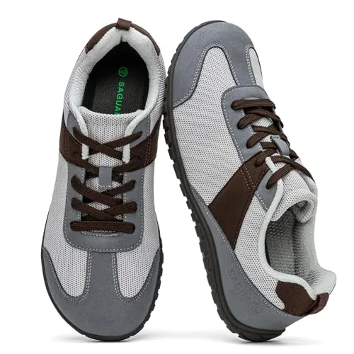 SAGUARO Hombre Zapatillas Barefoot Verano Zapatillas Minimalistas Casual Zapatos Descalzos Ligeras Calzado Barefoot para Uso Diario, Gimnasio, Fitness y Deporte Gris, 40