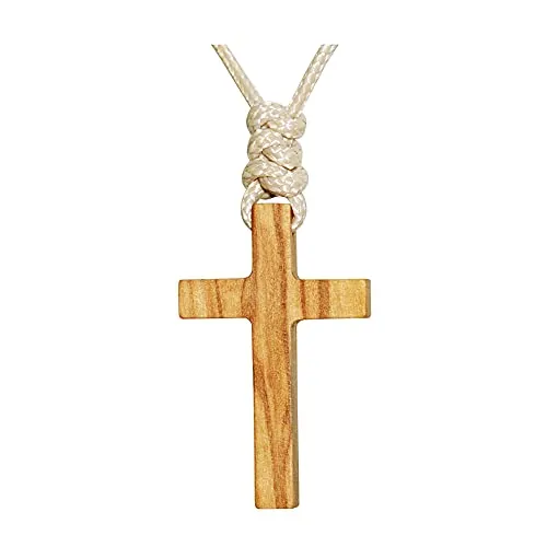 Collar Colgante Cruz de Madera de Oliva Natural Para Hombres Mujeres Regalo Madera Sólido Bautismo Cristiano Navidad Oración Pascua Fe Confirmación Cumpleaños Regalo Coche Retrovisor Espejo Colgante