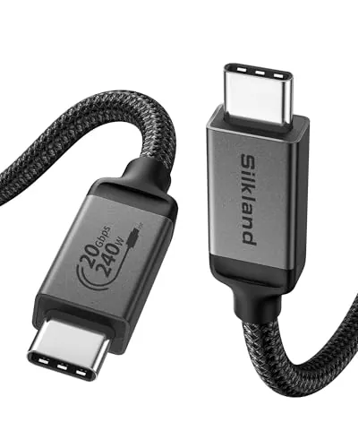 Silkland Cable USB4 5M 20Gbps Datas, Carga Rápida 240W PD 3.1 Cabo Tipo C