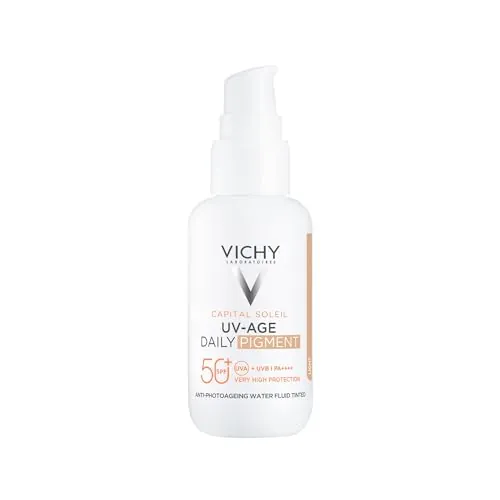 Vichy Líquido Fotoprotector UV-Age de Uso Diario con Color, Combate el Envejecimiento, Fotoprotección SPF50+ Contra Rayos UVB y UVA, Capital Soleil, 40 ml