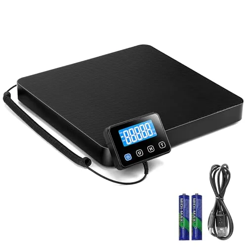 Drcowu Balanza Postal Digital 200kg/440lb, Báscula para Paquetería Precisión de 10g/0.35oz con Función de Retención y Tara, Balanza para de Envíos para Oficina, Paquetería, Pequeña Empresa