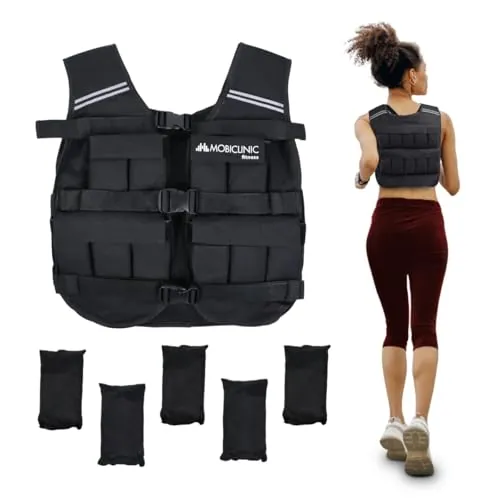 Mobiclinic®, Chaleco lastrado, De peso, Ajustable, Resistente, Tela oxford 600d, Incluido, Bandas reflectantes, Transpirable, Con pesas para entrenamiento fitness, Iron20