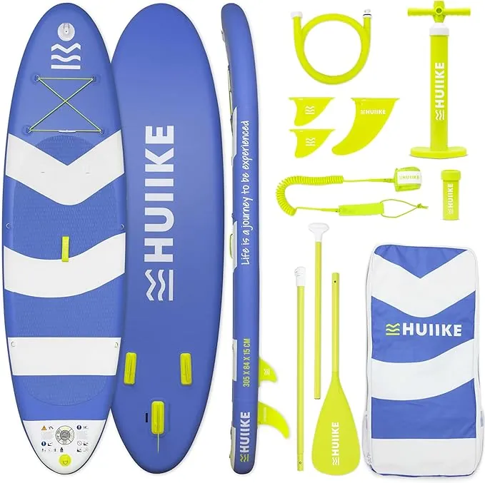 HUIIKE Tabla Paddle Surf Hinchable con Accesorios Incluidos, Remo, Quillas, Inflador. Stand Up Paddle Board Gran Estabilidad y Resistencia. 305 x 84 x 15 cm, Soporta hasta 130 kg