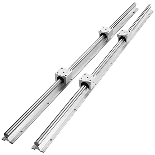 VEVOR Riel de Guía Lineal SBR20 1000 mm 2PCS Rieles Lineales 1000 mm 4PCS Bloques de Rodamientos SBR20UU Kit de Guías de Rodamientos Lineales para Máquinas Automatizadas Enrutadoras CNC Tornos Impreso