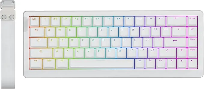 EPOMAKER HE68 Lite Teclado para Juegos con Cable con Hall Effect, Sondeo de 8000Hz y Escaneo de 128000Hz, Activación Ajustable, Latencia de 0,125ms, Amortiguación Acústica, Snap Key, A-RGB (Blanco)