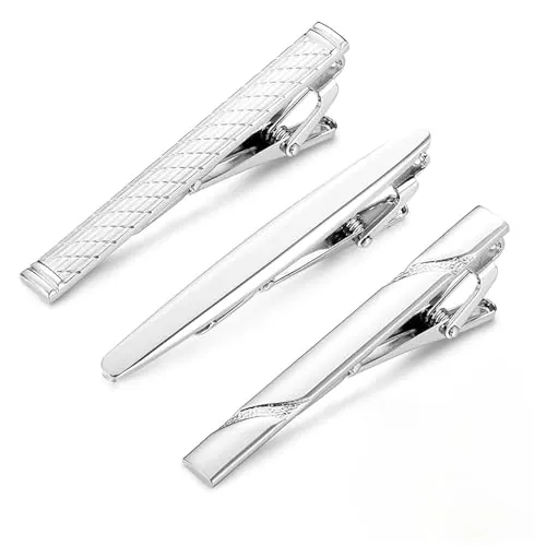 Batheidon Set de 3 Pasadores de Corbata para Hombre, pisacorbatas hombre, Alfileres Clásicos de Cobre para Ocasiones Especiales - Ideal para Bodas, Negocios, Aniversarios y Uso Diario