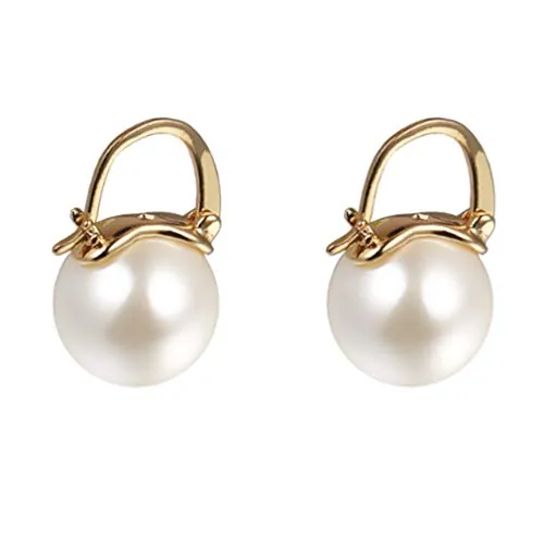 YAXUN Pendientes de perlas para mujer de chapado en oro - aretes colgantes de perla grande de 15 mm - joyería de moda regalo para mujeres