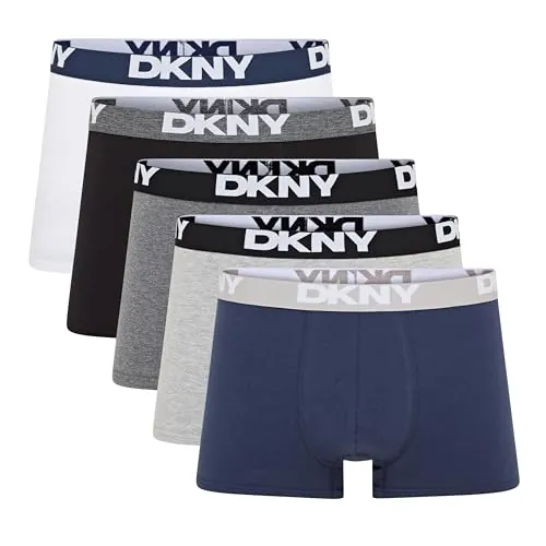 DKNY Hombres Bañador Gris/Negro/Azul Marino/Gris Oscuro/Blanco Paquete de 5 Pequeño