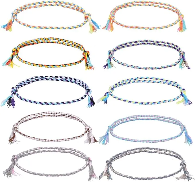 10 Tobilleras Surfer Set, Tobillera Boho, Tobillera de Tela para Mujer y Hombre, Accesorios de Playa, Impermeable y Ajustable