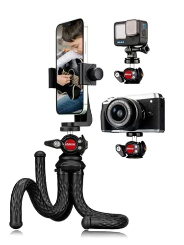 Lammcou Tripode Movil Flexible, Trípode de Gorila Pulpo Camara Pequeño, Tripode Camara Deportiva & XXL Teléfono Pinza Adaptador, Vertical Octopus Tripod for Mobil