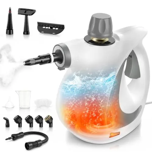 Limpiador a Vapor 1300W, Traumheim Limpiador a Vapor de Mano Multiusos para el Hogar con 12 Accesorios, Vaporeta de Mano Presión de Vapor 3 Bares, 350ML, Limpieza de Cocina, Suelos, Azulejos, Sofás