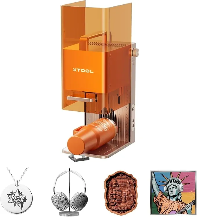 xTool F2 Máquina Grabado Láser Dual 5W IR/15W Diodo, Uso Profesional Comercial, Cámara 50MP, 6000mm/s, Grabado 3D, Marcado Color Metal, Lista Producción In Situ Pequeños Lotes