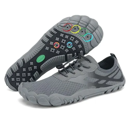 SAGUARO Escarpines Hombre Agua Mujer Secado Rápido Barefoot Zapatillas de Agua Antideslizante Zapatillas de Playa Transpirable Zapatos para Surf Snorkel Piscina Kayak Natación Gris Oscuro,Gr.47