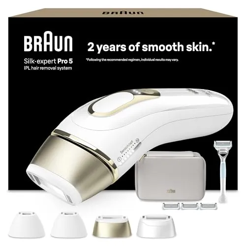 Braun Depiladora Luz Pulsada Silk-expert Pro 5, PL5358, Blanca/Dorada