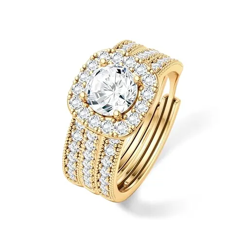 LOLIAS Anillos Mujer Oro Anillos Mujer Acero Inoxidable Ajustable Anillo Compromiso Dorados Joyas Regalos Mujer Cumpleanos