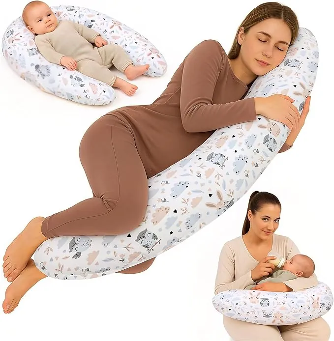 Totsy Baby Cojin Lactancia y Embarazo 190cm – Almohada para Dormir de Lado Descanso y relajación Ideal para futuras mamás Forma en C Oeko-Tex