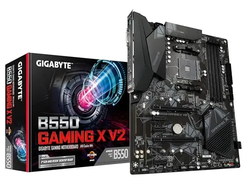 GIGABYTE B550 Gaming X V2 Placa Base - Procesadores AMD Ryzen 5000, VRM de 10+3 Fases, hasta 4733 MHz DDR4, 1xPCIe 4.0 + 1xPCIe 3.0 M.2, LAN 1GbE, USB 3.2 Gen 2