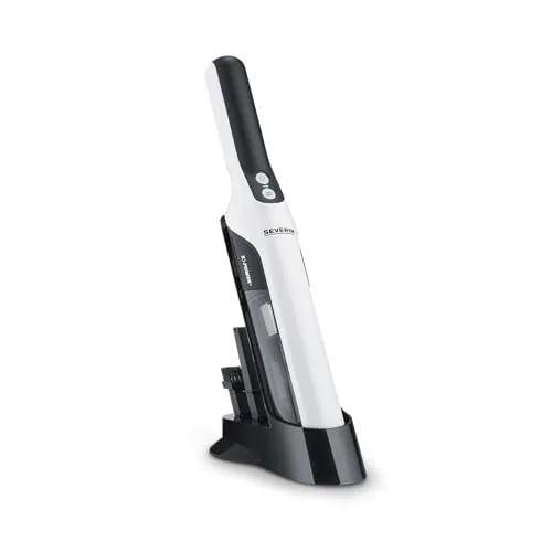 SEVERIN Aspiradora de mano sin cable, aspirador silencioso para pelos con accesorio para muebles y teclados, aspirador pequeño con batería hasta 30 min, blanco/negro mate, HV 7140
